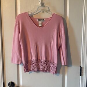Joseph A Pink Sweater with Lace Detail